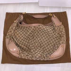 Gucci Large Jockey Hobo Bag with Leather edges